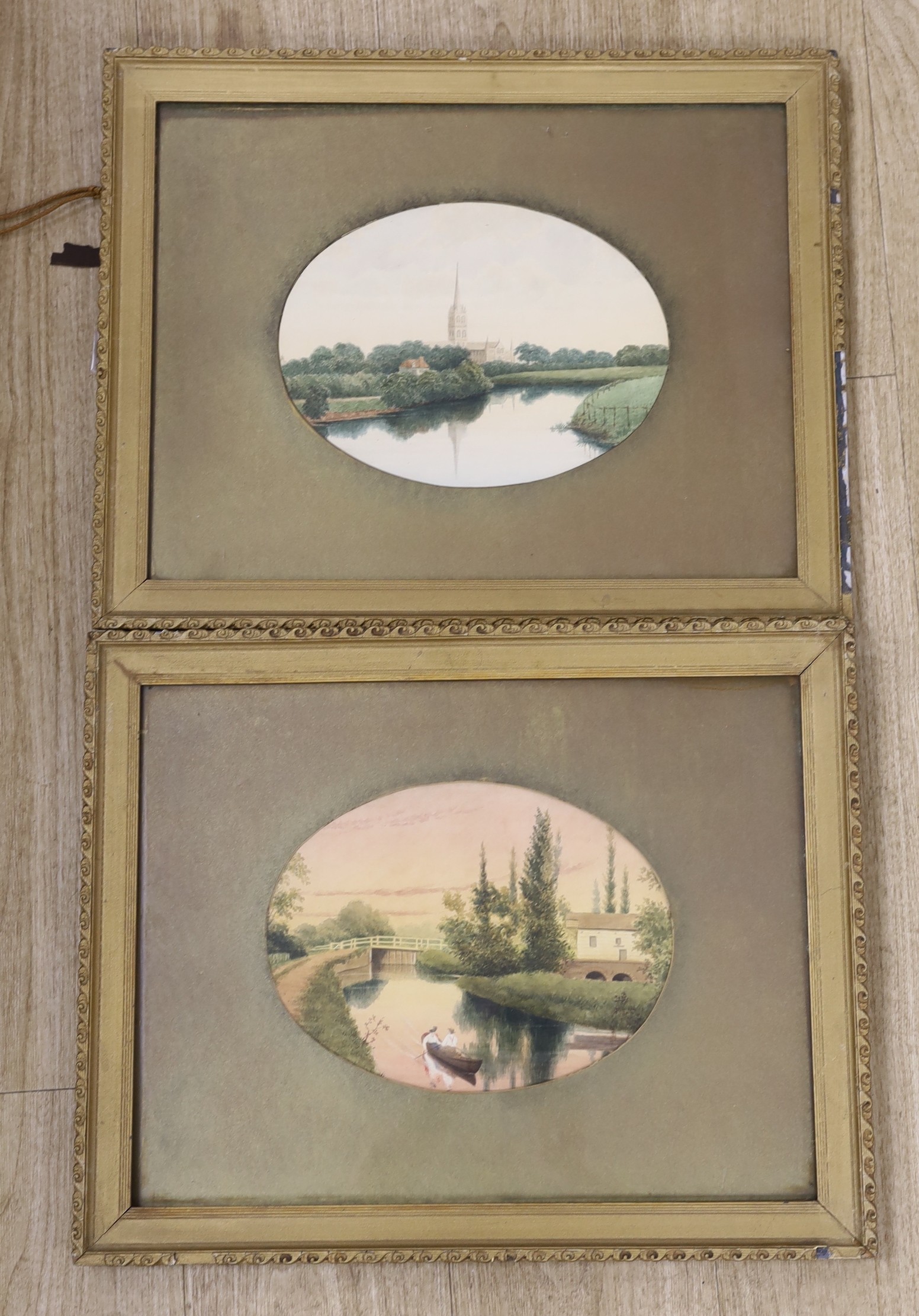 English School c.1900, pair of watercolours, River landscapes near Worcester, 21 x 28cm